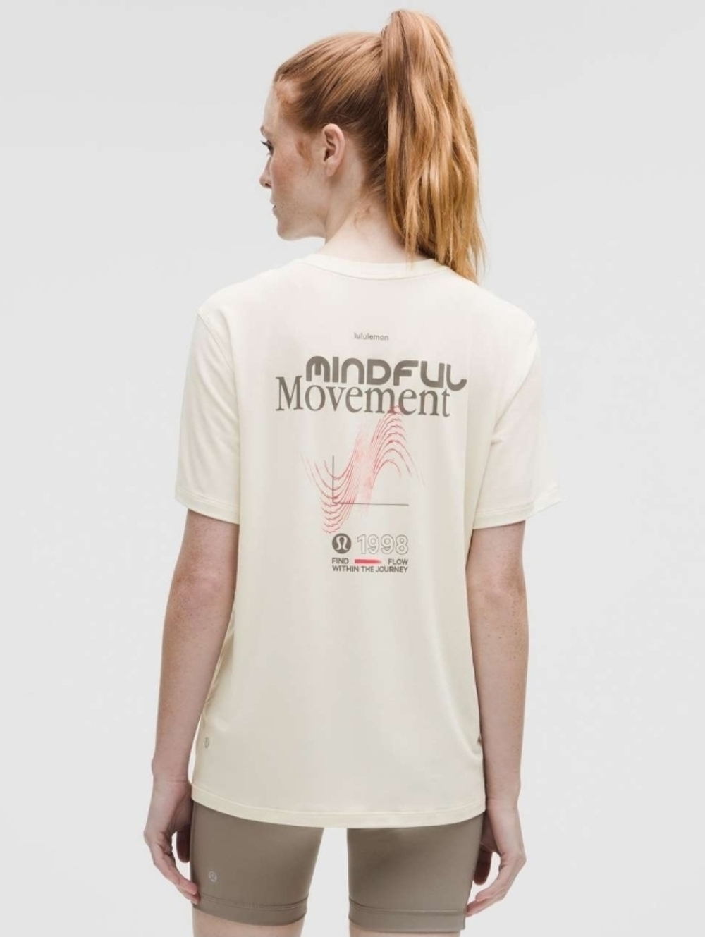New Lululemon Womens Jersey Training Short Sleeve Shirt Graphic Ivory Size 4